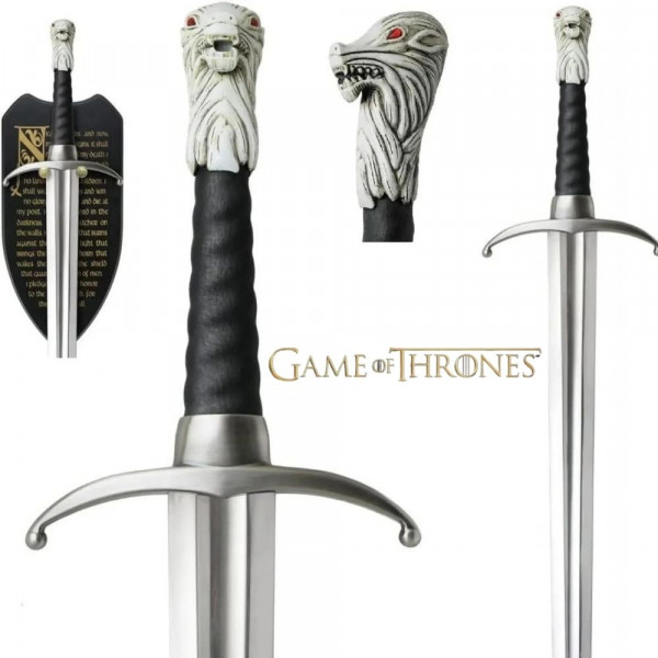 Longclaw – Легендарният меч на Jon Snow Джон Сноу от Игра на тронове, Game of thrones, (114 см) – 1:1, незаточен, с поставка за стена